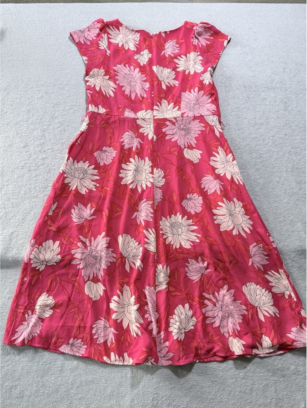 Talbots Midi Dress Floral Womens Size 12 Petite Pink Button Front Cottagecore - Picture 3 of 6